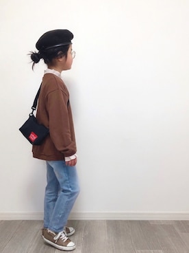 「CIAOPANIC TYPY（チャオパニックティピー）のアイテム（ハンチング/ベレー帽）」を使った、mikiさん（キッズ・120cm）の春コーディネート