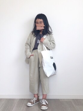 「LOWRYS FARM（ローリーズファーム）のアイテム（ノーカラージャケット）」を使った、mikiさん（キッズ・120cm）の春コーディネート