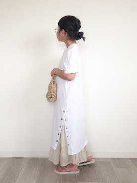 「スカーチョ」｜「アイテム（ワンピース/ドレス）」を使った、mikiさん（キッズ・123cm）の夏コーディネート