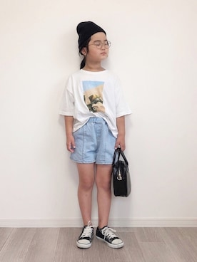 「ショーパン」｜「アイテム（ニットキャップ/ビーニー）」を使った、mikiさん（キッズ・123cm）の夏コーディネート