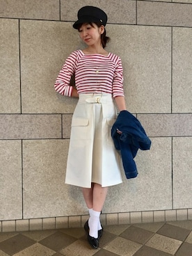 「マリン」｜「アイテム（キャスケット）」を使った、groveさん（レディース・157cm）の春コーディネート