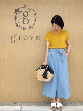 「grove（グローブ）のアイテム（かごバッグ）」を使った、groveさん（レディース・166cm）の夏コーディネート