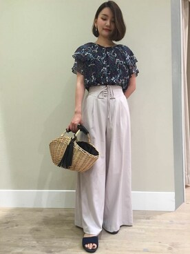 「grove（グローブ）のアイテム（かごバッグ）」を使った、groveさん（レディース・154cm）の夏コーディネート