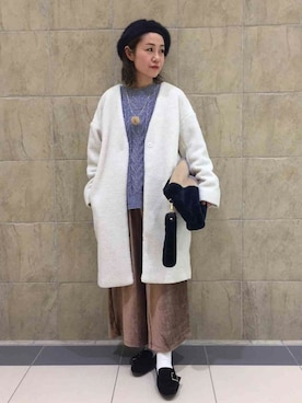 「ボア」｜「アイテム（ハンチング/ベレー帽）」を使った、groveさん（レディース・154cm）の秋コーディネート