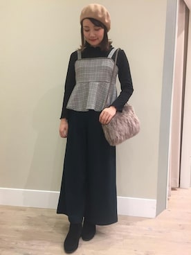 「グレンチェック」｜「アイテム（ブーツ）」を使った、groveさん（レディース・154cm）の冬コーディネート