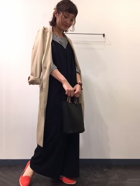 「grove（グローブ）のアイテム（オールインワン・サロペット）」を使った、groveさん（レディース・157cm）の春コーディネート