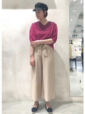 「刺繍」｜「アイテム（キャスケット）」を使った、groveさん（レディース・168cm）の春コーディネート