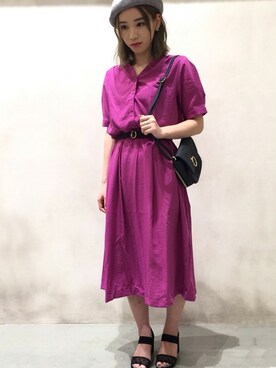 「grove（グローブ）のアイテム（シャツワンピース）」を使った、groveさん（レディース・160cm）の夏コーディネート