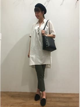 「grove（グローブ）のアイテム（シャツワンピース）」を使った、groveさん（レディース・165cm）の夏コーディネート