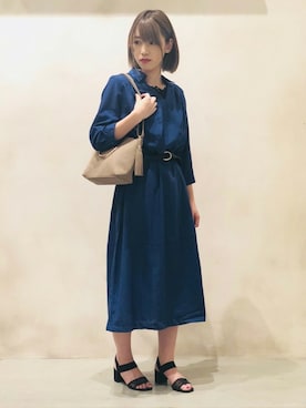 「grove（グローブ）のアイテム（シャツワンピース）」を使った、groveさん（レディース・159cm）の夏コーディネート