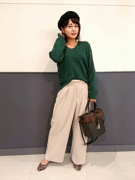 「アニマル」｜「アイテム（帽子）」を使った、groveさん（レディース・156cm）の秋コーディネート