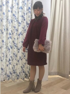 「アイテム（イヤーマフ、シルバー系）」を使った、groveさん（レディース・162cm）の冬コーディネート