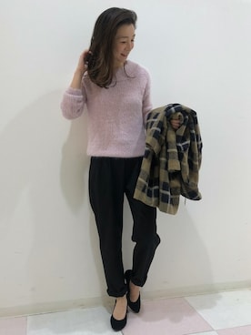 「grove（グローブ）のアイテム（チェスターコート）」を使った、groveさん（レディース・157cm）の冬コーディネート