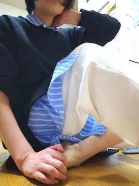 「リブニットパンツ」｜「アイテム（ワンピース/ドレス）」を使った、riさん（レディース・163cm）の春コーディネート