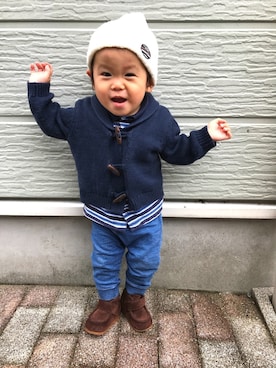 「アイテム（ポロシャツ）」を使った、enoki.shimeji.kidsさん（キッズ・70cm）の秋コーディネート