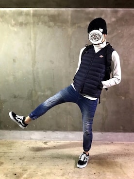 「無地党」｜「アイテム（マウンテンパーカー）」を使った、psychotogenさん（メンズ・176cm）の冬コーディネート