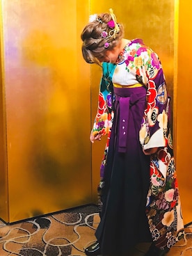 「袴」｜「アイテム（浴衣）」を使った、あいちんさん（レディース・158cm）の春コーディネート