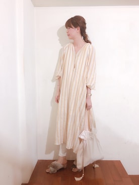 SLOBE IENA（スローブイエナ）の「マルチストライプ ガーゼワンピース 