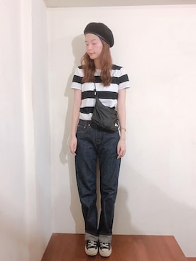 「MUJI」｜「アイテム（ハンチング/ベレー帽）」を使った、Royka*さん（レディース・170cm）の秋コーディネート