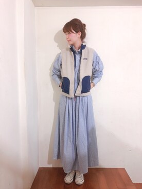 「patagonia」｜「アイテム（シャツワンピース）」を使った、Royka*さん（レディース・170cm）の秋コーディネート