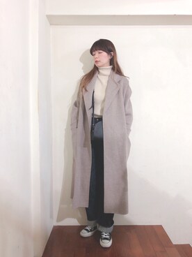 「A.P.C.」｜「アイテム（ステンカラーコート）」を使った、Royka*さん（レディース・170cm）の冬コーディネート
