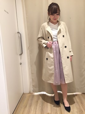 「YECCA VECCA（イェッカヴェッカ）のアイテム（トレンチコート）」を使った、hirono ozawaさん（レディース・159cm）の春コーディネート