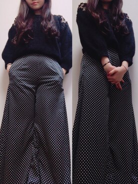「SNIDEL（スナイデル）のアイテム（パンツ、ブラック系）」を使った、よーこさん（レディース・156cm）の冬コーディネート