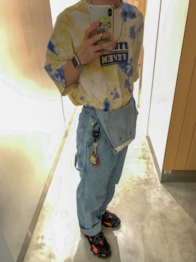 「Guess（ゲス）のアイテム（オールインワン・サロペット）」を使った、R.Y.O.M.A.さん（メンズ・171cm）の夏コーディネート