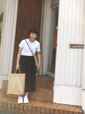 「BASISBROEK（バシスブルック）のアイテム」を使った、mihiroさん（レディース・154cm）の夏コーディネート