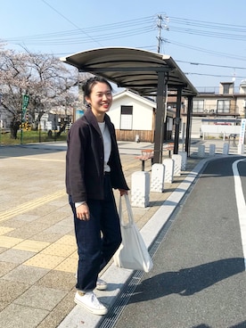 「MHL.（エムエイチエル）のアイテム（その他アウター）」を使った、mihiroさん（レディース・154cm）の春コーディネート
