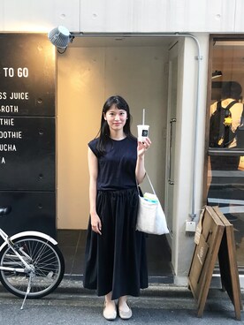 「note et silence （ノートエシロンス）のアイテム（バレエシューズ）」を使った、mihiroさん（レディース・154cm）の夏コーディネート