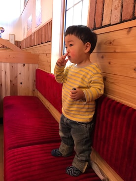 「Keikiii（ケイキィー）のアイテム」を使った、あぢゃさん（キッズ・80cm）の冬コーディネート