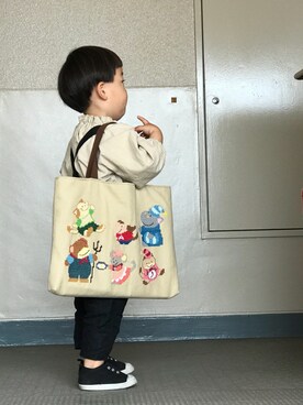 「handmade」｜「アイテム（サロペット/オーバーオール）」を使った、あぢゃさん（キッズ・80cm）の春コーディネート