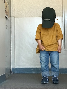 「handmade」｜「アイテム（キャップ）」を使った、あぢゃさん（キッズ・80cm）の春コーディネート