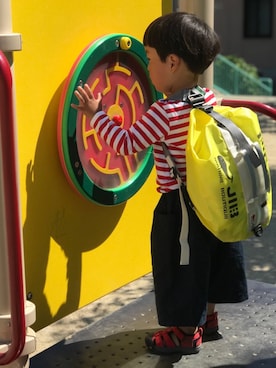 「JIB（ジブ）のアイテム（バッグ）」を使った、あぢゃさん（キッズ・80cm）の春コーディネート