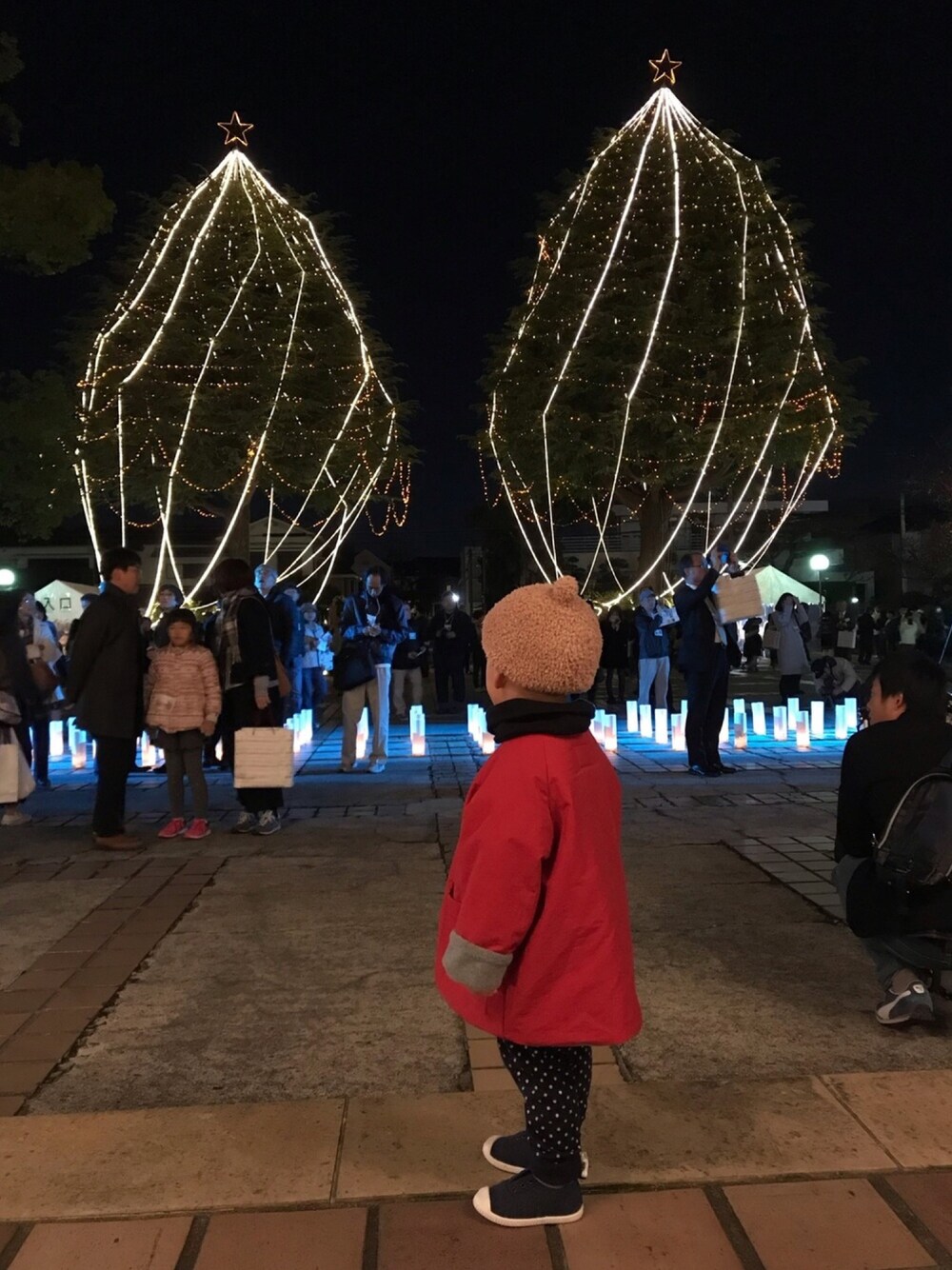 「ハンドメイド、handmade、どんぐり帽子、UNIQLO、西松屋」｜「Handmadeのアイテム（帽子、ベージュ系）」を使った、あぢゃさん（キッズ・90cm）の秋コーディネートの1枚目の写真
