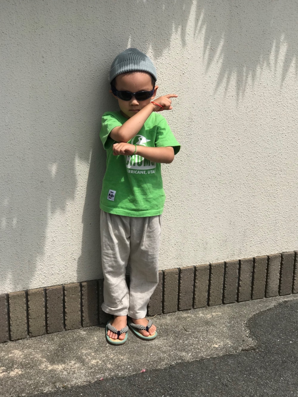 「tototo&、CHUMS、チャムス、handmade、ハンドメイド、ミサトっ子」｜「CHUMSのアイテム（Tシャツ/カットソー、その他）」を使った、あぢゃさん（キッズ・90cm）の夏コーディネートの1枚目の写真
