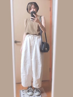 「chocomee（チョコミー）のアイテム（Tシャツ/カットソー）」を使った、756.さん（レディース・158cm）の夏コーディネート