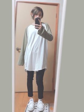 「chocomee（チョコミー）のアイテム（Tシャツ/カットソー）」を使った、756.さん（レディース・158cm）の夏コーディネート