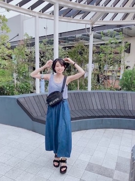 「chocomee（チョコミー）のアイテム（タンクトップ）」を使った、756.さん（レディース・158cm）の夏コーディネート