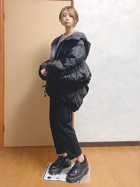 「chocomee（チョコミー）のアイテム（Tシャツ/カットソー）」を使った、756.さん（レディース・158cm）の秋コーディネート