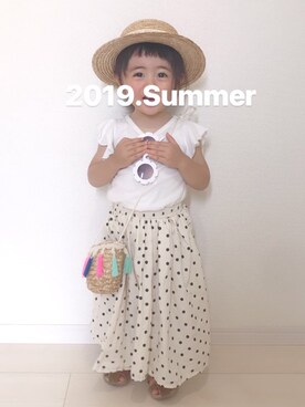 「アイテム（スカート）」を使った、RiOさん（キッズ・74cm）の夏コーディネート