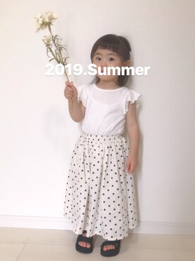 「アイテム（スカート）」を使った、RiOさん（キッズ・74cm）の夏コーディネート