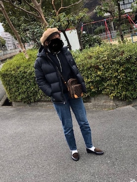「ORiental TRaffic（オリエンタルトラフィック）のアイテム（ローファー）」を使った、moomiさん（レディース・156cm）の冬コーディネート