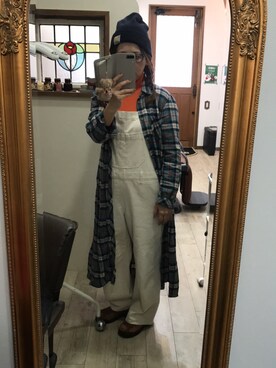 「仕事コーデ」｜「アイテム（オールインワン・サロペット）」を使った、Aki さん（レディース・157cm）の冬コーディネート