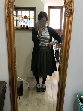 「仕事コーデ」｜「アイテム（シャツワンピース）」を使った、Aki さん（レディース・157cm）の春コーディネート