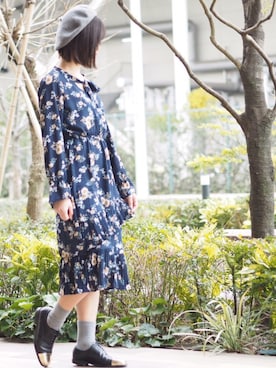 「NANO universe（ナノユニバース）のアイテム（ハンチング/ベレー帽）」を使った、anje_chiさん（レディース・159cm）の春コーディネート