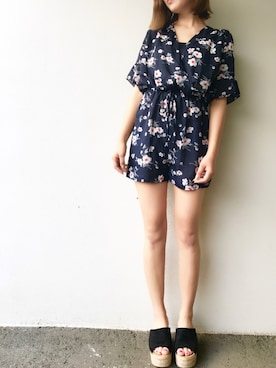 「カシュクール」｜「アイテム（つなぎ/オールインワン）」を使った、anje_chiさん（レディース・159cm）の夏コーディネート