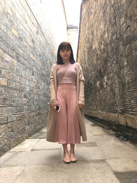 「H&M（エイチ・アンド・エム）のアイテム（ピーコート）」を使った、鱼丸一颗哦さん（レディース・156cm）の春コーディネート