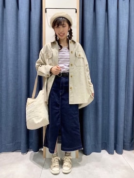 「Samansa Mos2 blue」｜「アイテム（ハンチング/ベレー帽）」を使った、さ や か  ☺︎さん（レディース・160cm）の春コーディネート